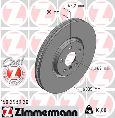 Bremseskive ZIMMERMANN 150.2939.20 Bremseskive ZIMMERMANN 150.2939.20