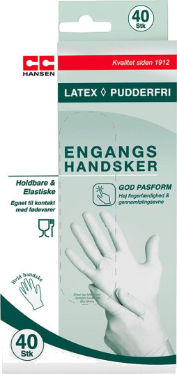 CC Hansen Engangshansker Latex 40pk