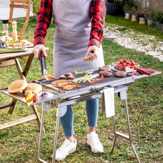 Sammenleggbarkullgrill i rustfritt stål