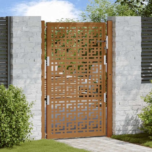 Hageport 105x155 cm oksidert stål kryssdesign