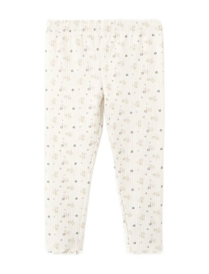 Mango Ribbed Floral Leggings Cream 12 18M
