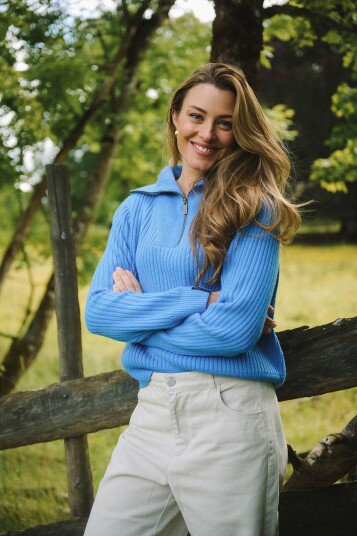 Twentyfour Mode Rib Half Zip Knit Blå 50