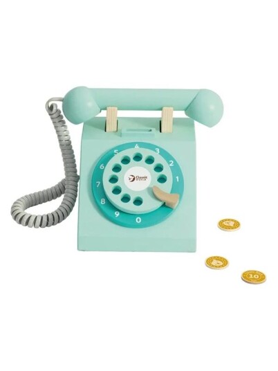 Classic World Wooden Retro Telephone Turquoise Classic World Wooden Retro Telephone Turquoise