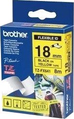 Brother P-Touch Tape Sort på Gul 18mm Flexible ID (8m)