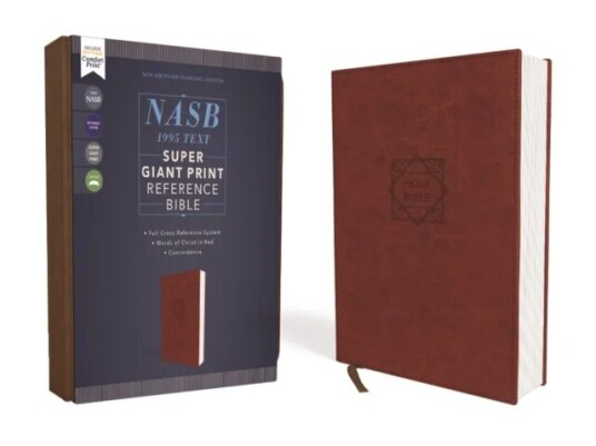 Nasb, Super Giant Print Reference Bible, Leathersoft, Brown, Red Letter, 1995 Text, Comfort Print Av Zondervan