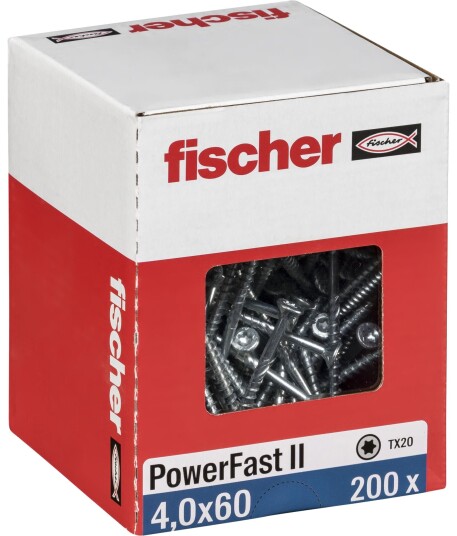 Fischer Treskrue PowerFast II Galvanisert TX (4,0 × 60 mm) 200 Stk.