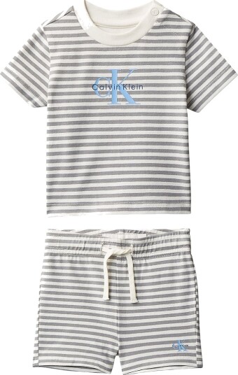 Calvin Klein Shorts Sett T skjorte/Shorts Monument Calvin Klein 2 år 92 T skjorte Grå Hvit