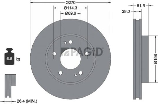 PAGID 55708NC Bremseskive PAGID 55708NC Bremseskive