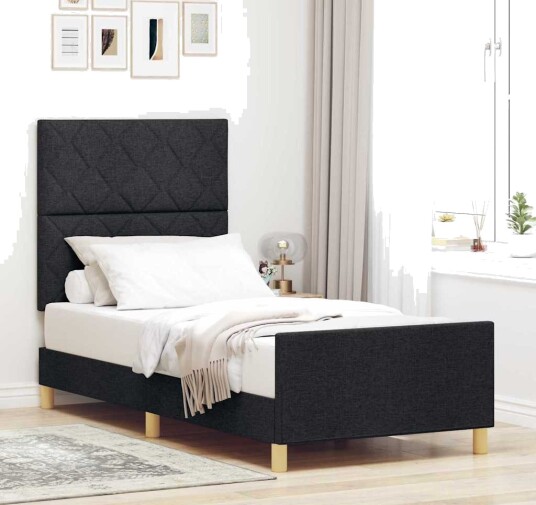Sengramme Svart 90x200 cm Stoff