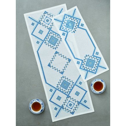 Permin Broderisett Hardanger blå 41x106cm