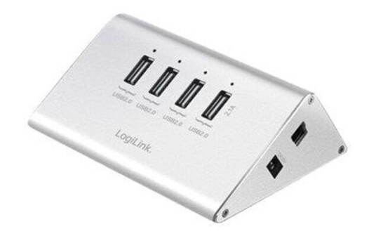 LogiLink USB 2.0 High Speed hub 4-port + 1x Fast Charging port USB-hub - 4 porter - Sølv