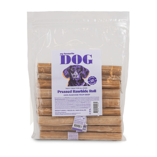 Presset Råhud Tyggeruller 20 cm 15-pakning til Hund - My Favourite Dog