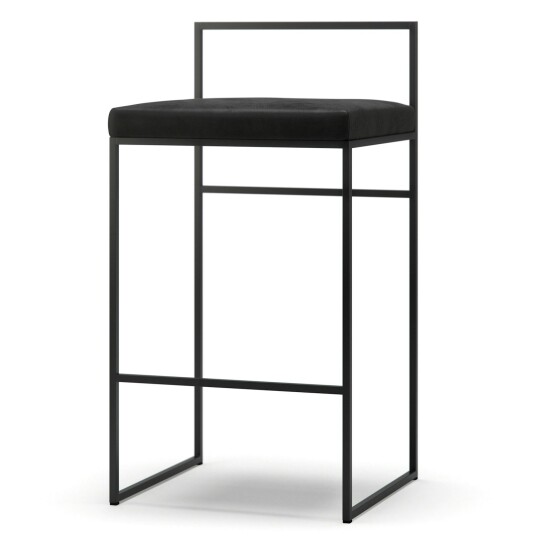 Department Barstol med Ryggstøtte 80 cm Svart / Svart Fløyel