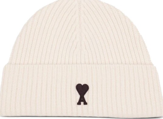 Amì AMI Heart Logo Beanie Ecru Amì AMI Heart Logo Beanie Ecru