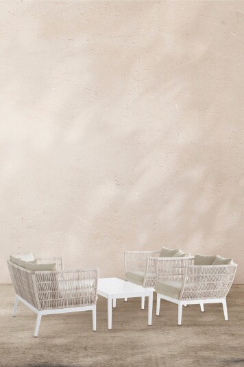 Jotex Loungegruppe 4 Deler Polyeterskum/Aluminium Hvit PORTOFINO 1527494030