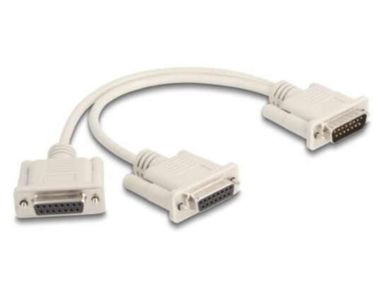 Delock Adapter Y-Kabel Splitter D-Sub 15 Pins Hann Til 2 X D-Sub 15 Pins Hunn Med Skruer 30 Cm
