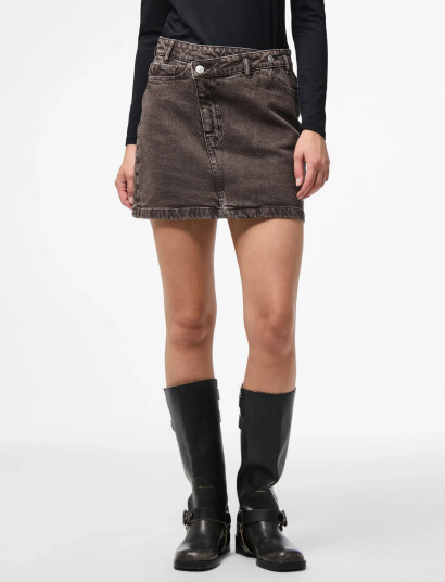 Pieces Pcselma Mw Denim Skirt D2D Fsy Brown S