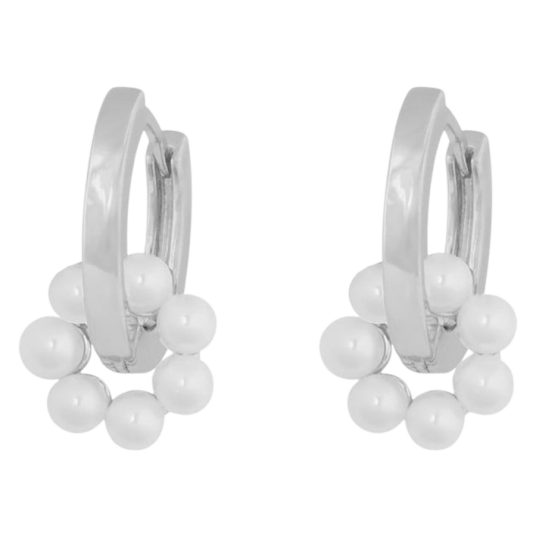 Snö Of Sweden Eira Pearl Circle Ring Ear Silver and White Onesize Snö Of Sweden Eira Pearl Circle Ring Ear Silver and White Onesize