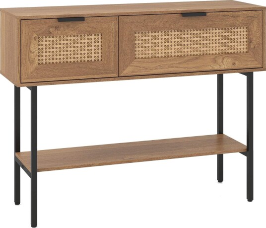 Boho konsollbord med hyller – naturlig trefinish