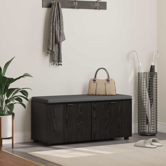 vidaXL Gangbenk Svart Eik 100 x 38 x 46 cm Konstruert treverk og stoff