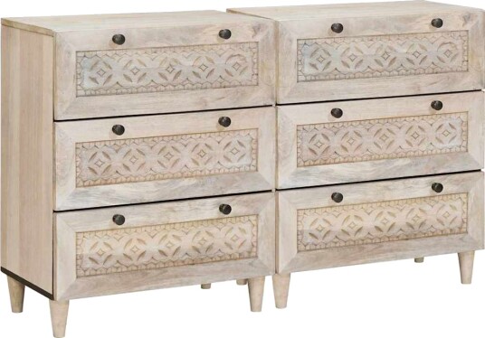 vidaXL Serviesskap 2 pcs Hvit 120 x 33,5 x 75 cm heltre mango