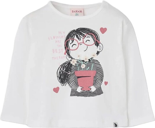Boboli Knit T Shirt For Girl Bci OFF WHITE 104