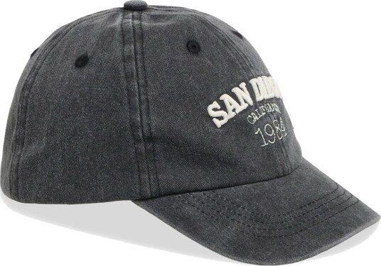 Mango Cap With Embroidered Text   Black   6 9