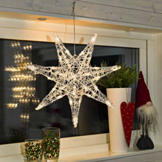 Stjerne akrylplast 45cm Transparent
