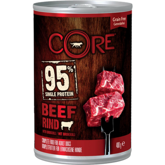 Dog Adult 95 % Single Protein All Breed Beef & Broccoli Wet 400 G X 6 Hund Våtfôr Core Petfood