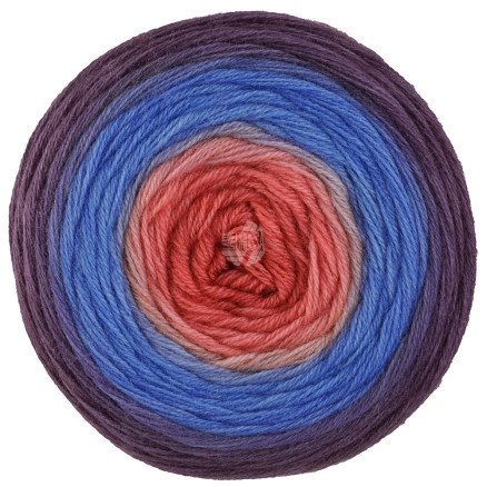 Lana Grossa Merino Lace Aquarell Garn 17 Mørkegrå fiolett/Azurblå/Laksrød