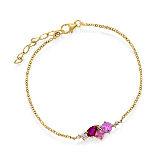 Pan Jewelry Armbånd i forgylt 925 sølv med rosa zirkonia