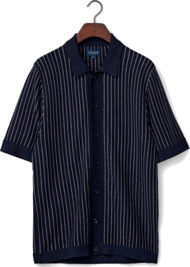 Lexington Clothing Shortsleeve Polo Cardigan Sweater - Black - M