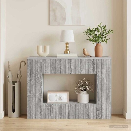 vidaXL Konsollbord Stripete Grå Sonoma 101 x 29 x 74 cm Konstruert tre