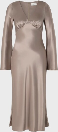By Malina Maxikjole Carolina Flared Sleeve Satin Grå By Malina Maxikjole Carolina Flared Sleeve Satin Grå