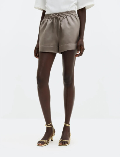 Malina Cecely Heavy Satin Drawstring Shorts Grey 36 Malina Cecely Heavy Satin Drawstring Shorts Grey 36