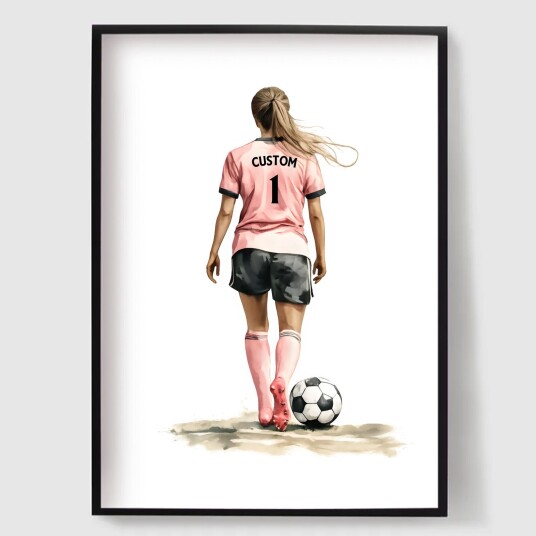 Namly Design Personalisert Plakat Rosa Jente eller Gutt Fotballtrykk POSTERTYWVU4