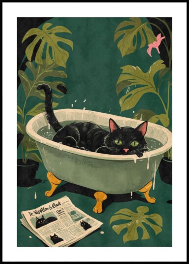 Green Eyed Bathtub Cat Plakat / 70x100