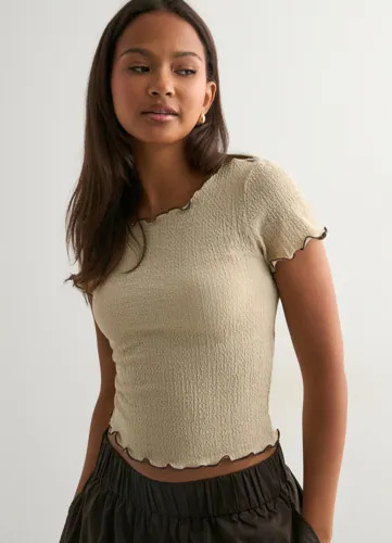 Pieces Beige Pcfrancy Ss New O Neck Top Jrs