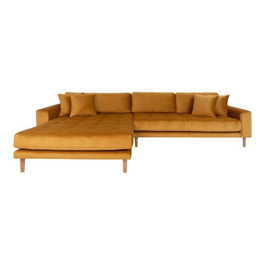 House Nordic Lido sofa , sjeselongsofa venstrevent velur senneps gul. 1690003-01-0 1690005-03-0