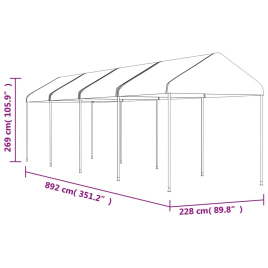 vidaXL Paviljong med tak hvit 8,92x2,28x2,69 m polyetylen vidaXL Paviljong med tak hvit 8,92x2,28x2,69 m polyetylen