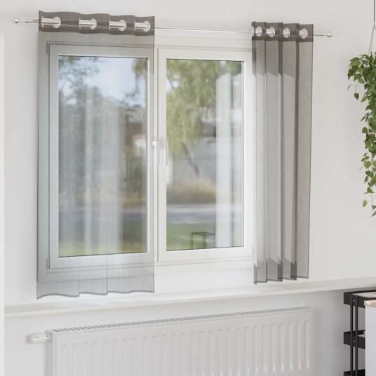 Voilegardiner med grommets 2 stk mørkegrå 140x175 cm 8721158550941