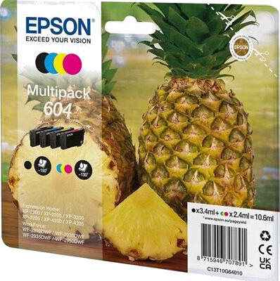 Epson 604 Multipack - 4-pack - black yellow cyan magenta - original - ink cartridge - Blekkpatron Blå Epson 604 Multipack - 4-pack - black yellow cyan magenta - original - ink cartridge - Blekkpatron Blå