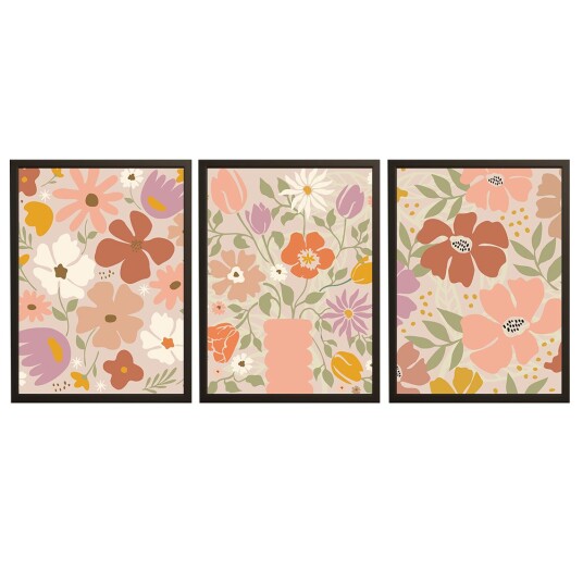 Plakat Blomsterharmoni / Sett med 3 Plakat Blomsterharmoni / Sett med 3