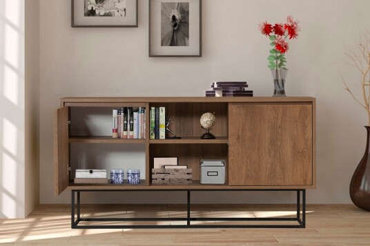 Gawlow Console Sidebord 140 cMørkebrun/Svart