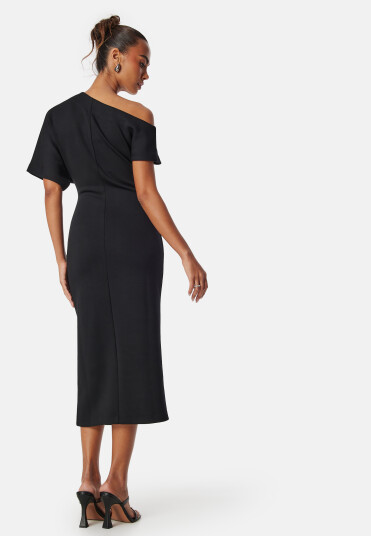 BUBBLEROOM Asymmetric Midi Dress Black XS