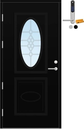 Ytterdør Bygg1 Fjord 05 Blyglass med Yale Doorman Classic Home