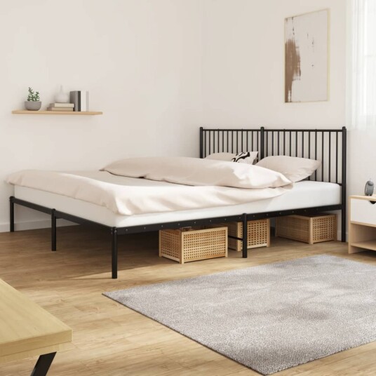 vidaXL Sengeramme i metall med sengegavl svart 200x200 cm