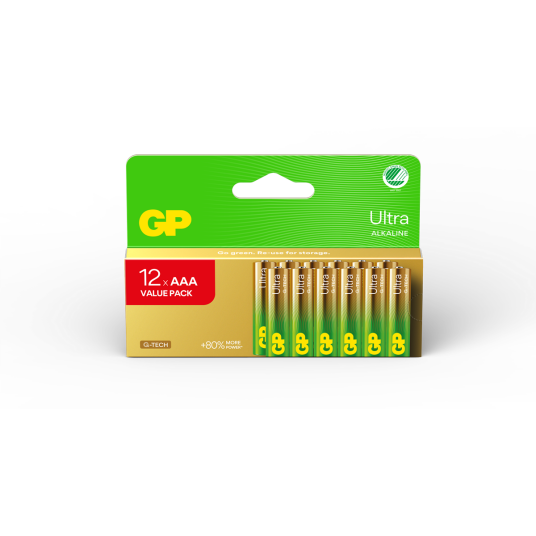 GP Ultra Alkaline AAA-batteri 1,5V 12-pakk - Engangsbatteri LR03