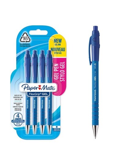 Paper Mate FlexGrip Gel Pens  Medium Point 0.7 mm  Blå Ink  4 Count