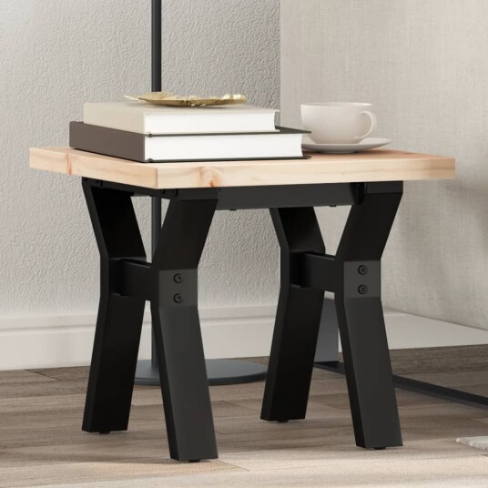 Salongbord X-ramme 40x40x35,5 cm heltre furu og støpejern 3282768